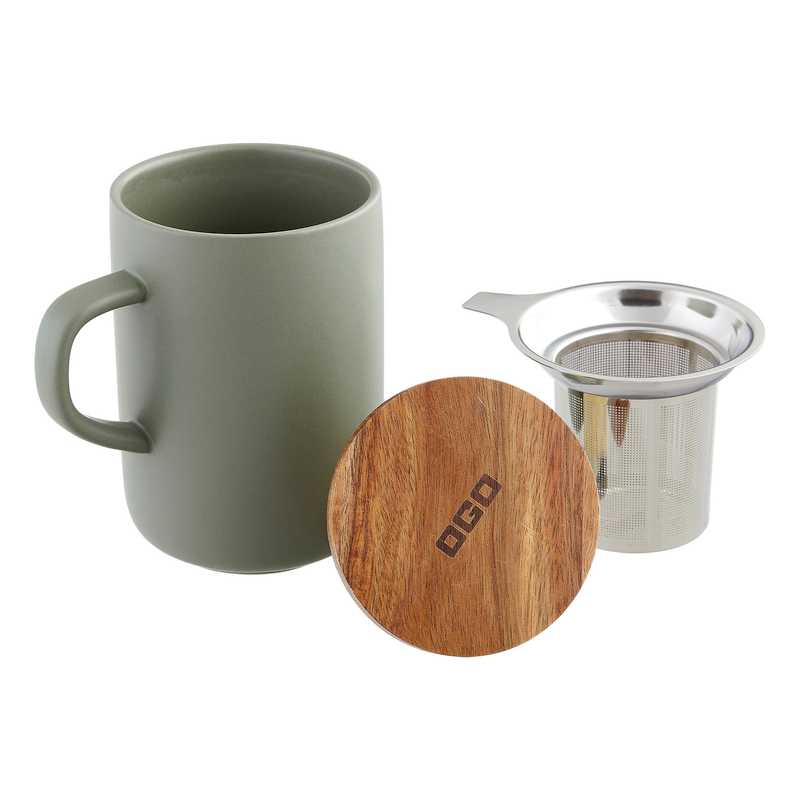 Steingut Teebecher Juliet inkl. Sieb & Deckel grün