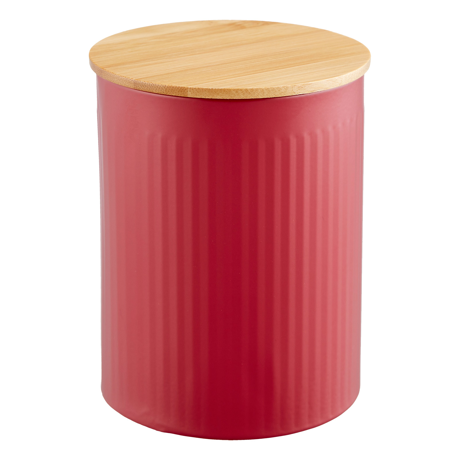 Metalldose rot mit Bambusdeckel