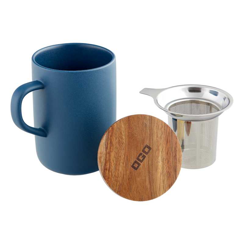 Steingut Teebecher Juliet inkl. Sieb & Deckel blau