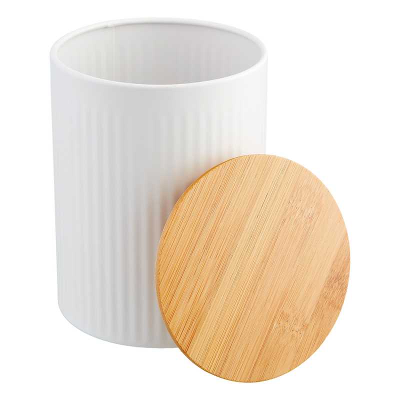 Metalldose weiß mit Bambusdeckel