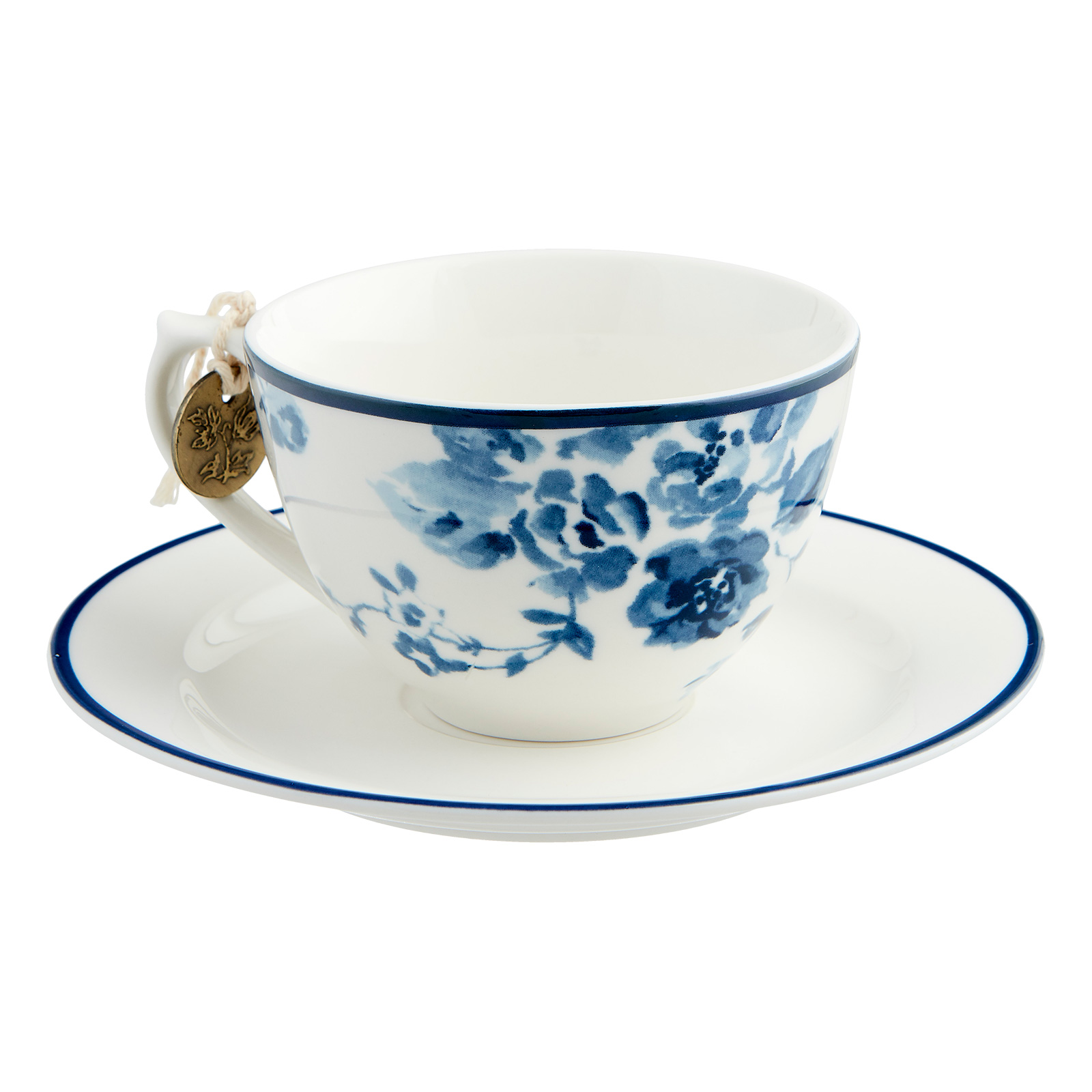 Laura Ashley Porzellantasse mit Untertasse blaue Rose