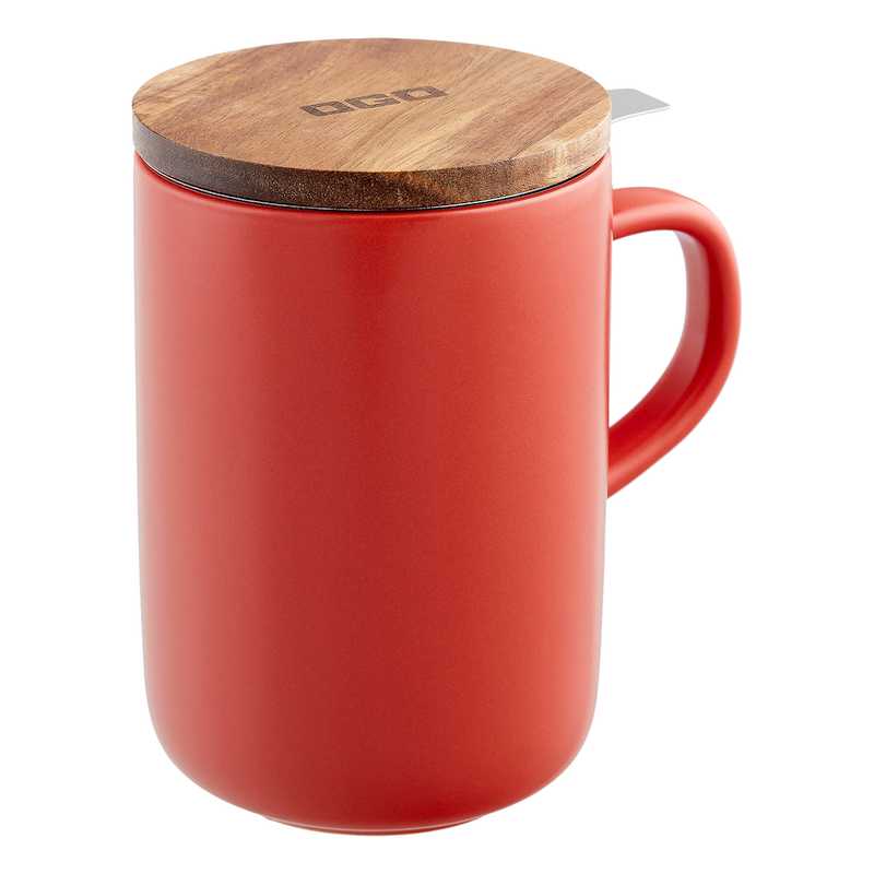 Steingut Teebecher Juliet inkl. Sieb & Deckel rot