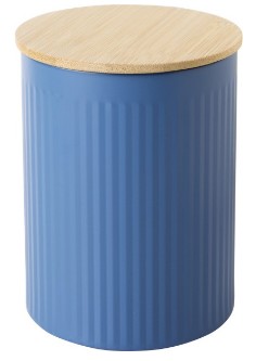Metalldose blau mit Bambusdeckel