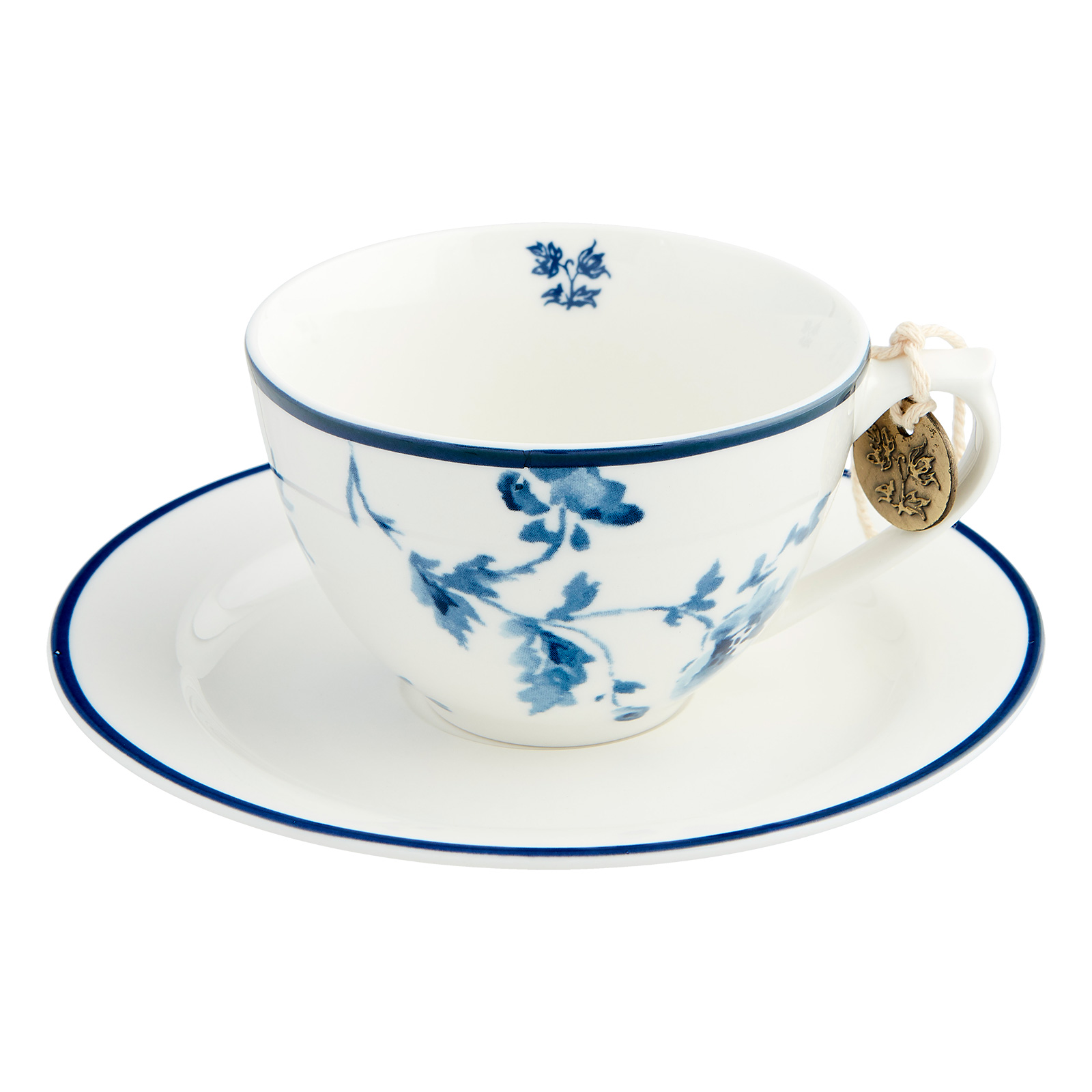 Laura Ashley Porzellantasse mit Untertasse blaue Rose