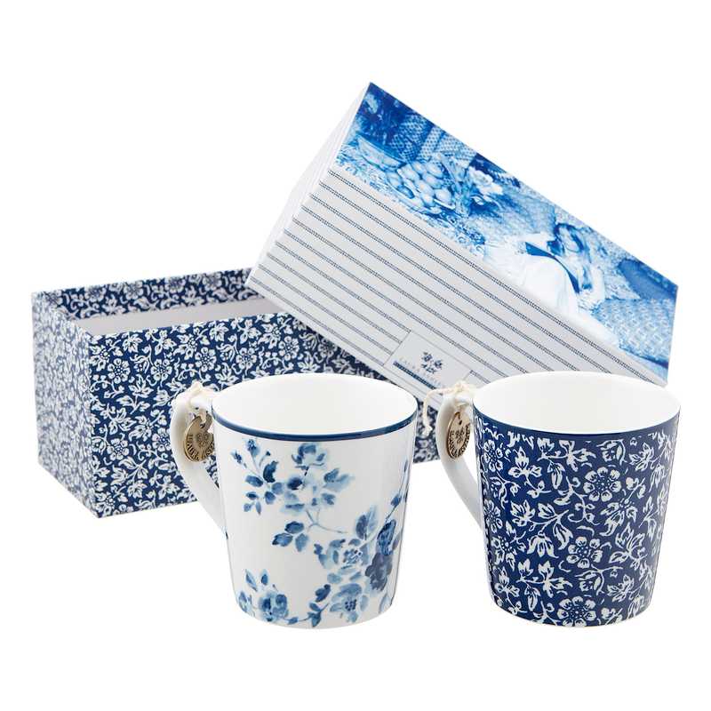 Laura Ashley Porzellanbecherset Alyssa und blaue Rose