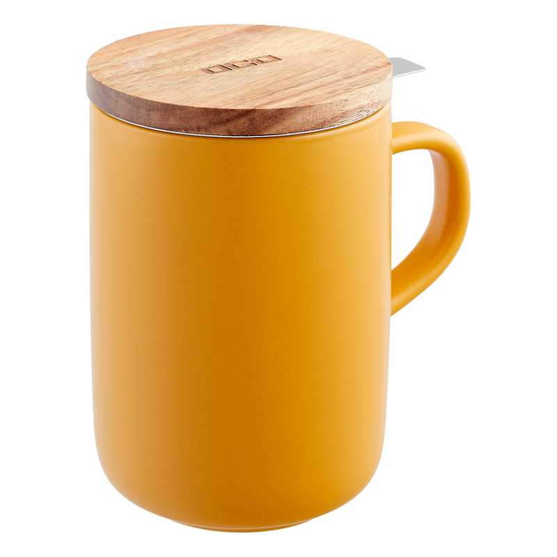 Steingut Teebecher Juliet inkl. Sieb & Deckel gelb