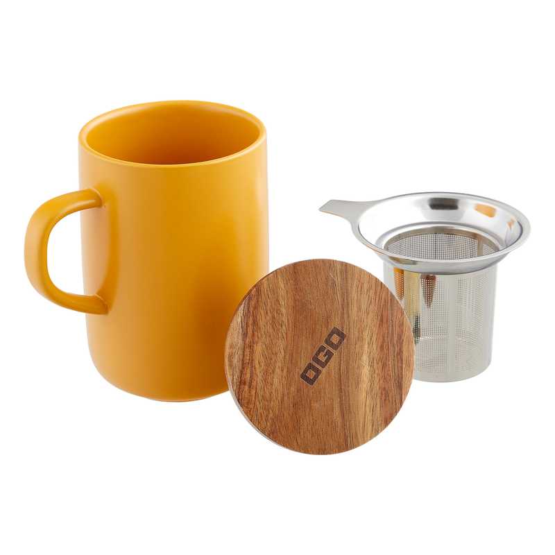 Steingut Teebecher Juliet inkl. Sieb & Deckel gelb