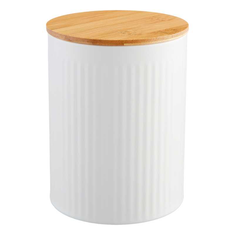 Metalldose weiß mit Bambusdeckel