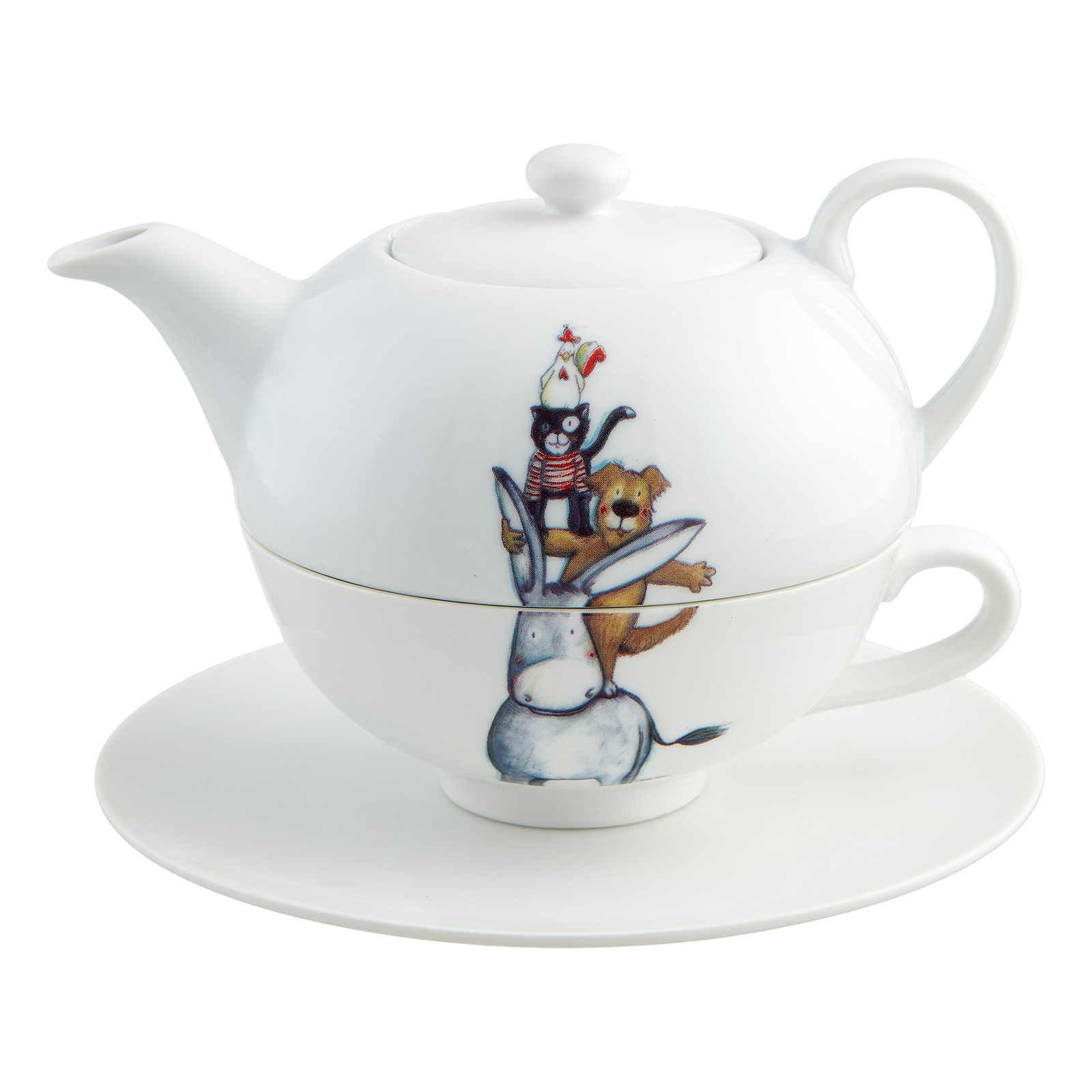 Tea For One Set mit Bremer Stadtmusikanten-Motiv bunt